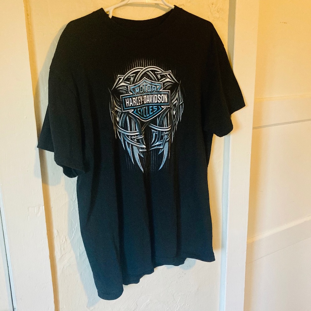 Vintage Mens Harley Davidson T Shirt Black White Biker Motorcycle Size Large